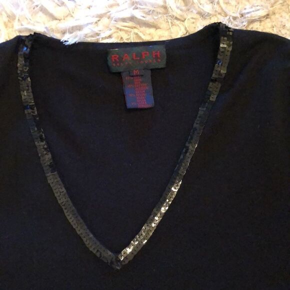 Ralph Ralph Lauren M silk and cotton beaded V-neck three-quarter sleeve dress - Picture 13 of 15